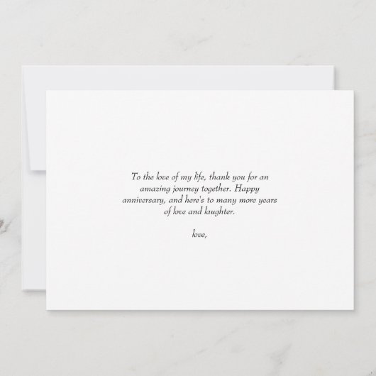 Modernes Foto zum Hochzeitstag | Sammelkarte (Rückseite)