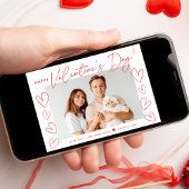 Modernes Foto zum Valentinstag mit roter Schrift Feiertagskarte