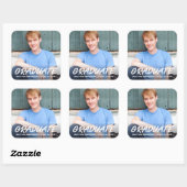 Modernes Foto zur Ankündigung Cooler Abschluss Quadratischer Aufkleber (Blatt)