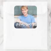 Modernes Foto zur Ankündigung Cooler Abschluss Quadratischer Aufkleber (Tasche)