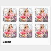 Modernes Foto zur Ankündigung Hübscher Abschluss Quadratischer Aufkleber (Blatt)