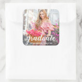 Modernes Foto zur Ankündigung Hübscher Abschluss Quadratischer Aufkleber (Tasche)