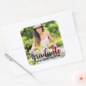 Modernes Foto zur Ankündigung von Abschlüssen B Quadratischer Aufkleber (Umschlag)