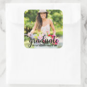 Modernes Foto zur Ankündigung von Abschlüssen B Quadratischer Aufkleber (Tasche)