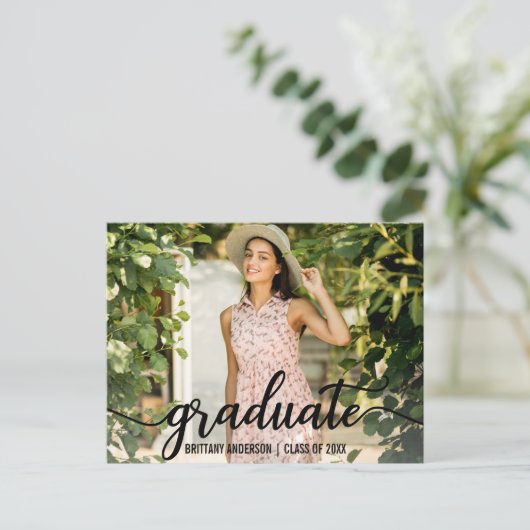 Modernes Foto zur Ankündigung von Skript-Abschluss (Stehend Vorderseite)