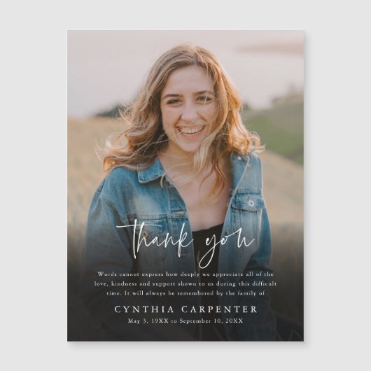 Modernes Foto zur Beerdigung - Dankeschön-Karte Magnetkarte (Vorderseite)