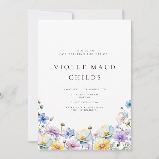 Modernes Foto zur Beerdigung des Lebens Einladung (Vorderseite)