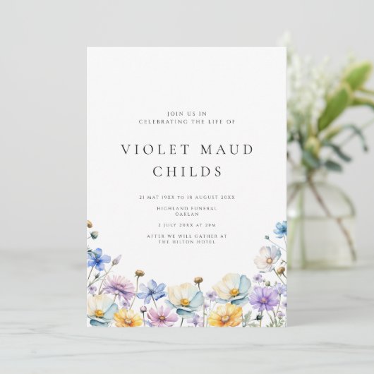 Modernes Foto zur Beerdigung des Lebens Einladung (Stehend Vorderseite)