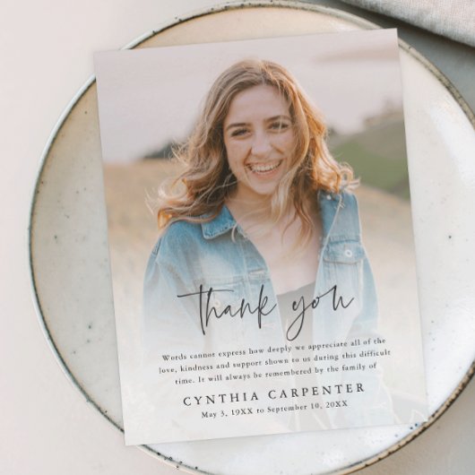 Modernes Foto zur Beerdigung Postkarte