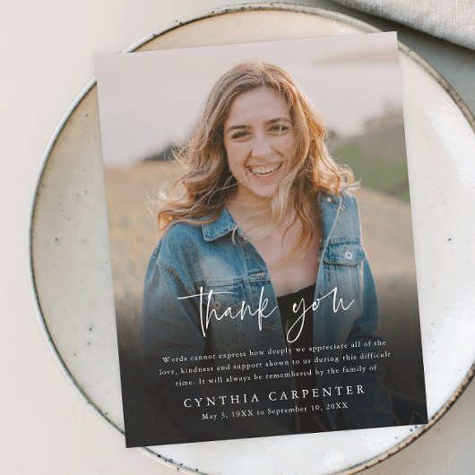 Modernes Foto zur Beerdigung Postkarte