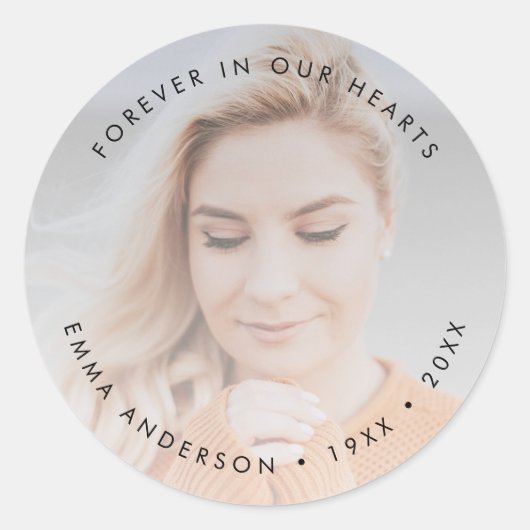 Modernes Foto zur Beerdigung von Gedenkfeiern Runder Aufkleber (Vorderseite)