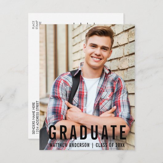 Modernes Foto zur Coolen Graduiertengruppe Einladungspostkarte (Vorne/Hinten)