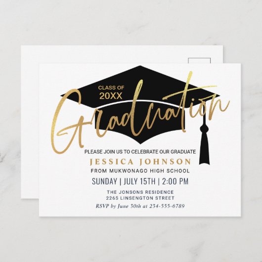 Modernes FOTO zur Minimalistischen Graduiertengrup Ankündigungspostkarte (Vorne/Hinten)