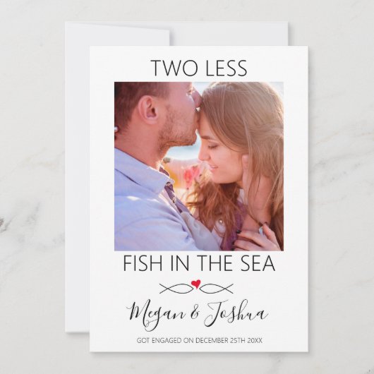 Modernes Foto | Zwei weniger Fische in der Verlobu Ankündigung (Vorderseite)