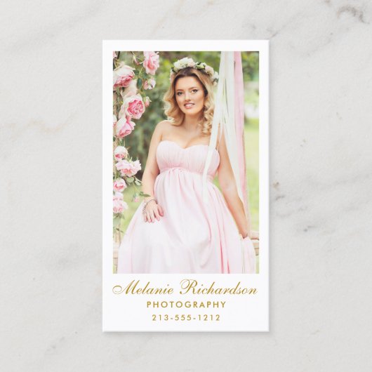 Modernes Fotograf-Goldskript-Foto Visitenkarte (Vorderseite)