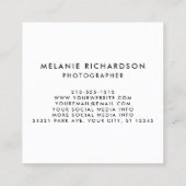 Modernes Fotograf-Instant-Camera-Stilskript Quadratische Visitenkarte (Rückseite)