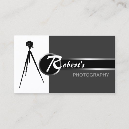 Modernes Fotografie-Grau Visitenkarte (Vorderseite)
