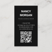 Modernes Fotografie-Minimalistisches Foto QR-Code Visitenkarte (Rückseite)