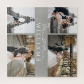 Modernes Fotomaterial New lyweds Monogram grau Puzzle (Horizontal)