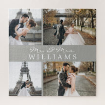Modernes Fotomaterial New lyweds Monogram grau