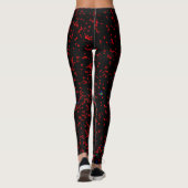 Modernes Fraktal Art Red Patterns Black Stylish Leggings (Rückseite)