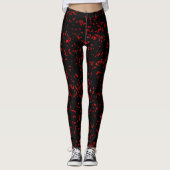 Modernes Fraktal Art Red Patterns Black Stylish Leggings (Vorderseite)