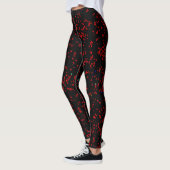 Modernes Fraktal Art Red Patterns Black Stylish Leggings (Links)