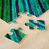 Modernes Fraktal Art Waves Wavy Green Blue Abstrak Puzzle (Seite)