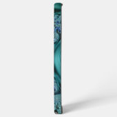 Modernes Fraktal Blauer handgeschriebener Name Samsung Galaxy Hülle (Linke Seite)