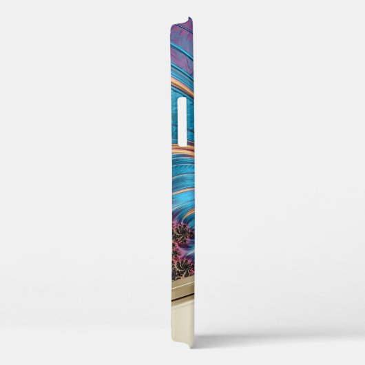 Modernes Fraktal Blue Gold handgeschriebenes Monog Case-Mate iPhone Hülle (Rückseite / Rechts)