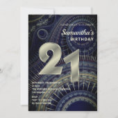 Modernes Fraktal - Einladung zum 21. Geburtstag (Vorderseite)