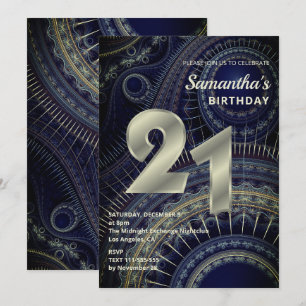 Modernes Fraktal - Einladung zum 21. Geburtstag