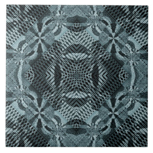 Modernes Fraktal Grid Blues Beauty Fliese