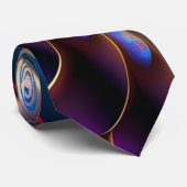 Modernes Fraktal in Blau und Gold Krawatte (Gerollt)