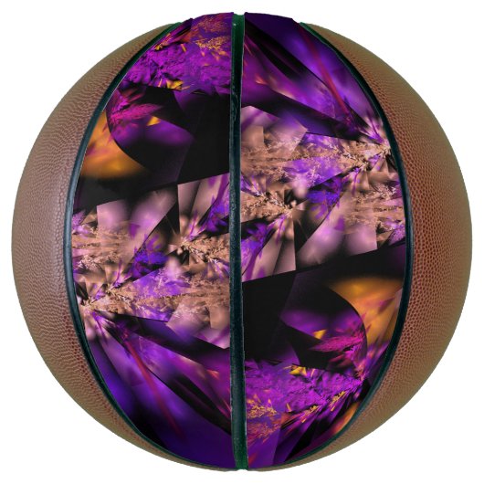 Modernes Fraktal in Schwarz und lila Basketball (Vertikal)