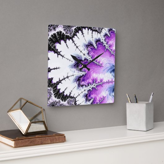 Modernes Fraktal Kunst, Kultur und Kunst Quadratische Wanduhr (Büro)