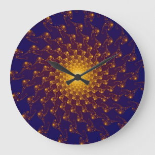 Modernes Fraktal Lila / Blau-Sonne Große Wanduhr