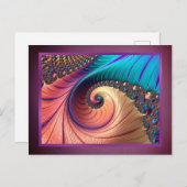 Modernes Fraktal Lila Farbiges Abstraktes Metall Postkarte (Vorne/Hinten)