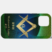 Modernes Fraktal Masonic Mit Monogramm Case-Mate iPhone Hülle (Rückseite (Horizontal))