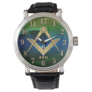 Modernes Fraktal Masonic Mit Monogramm Watch Armbanduhr