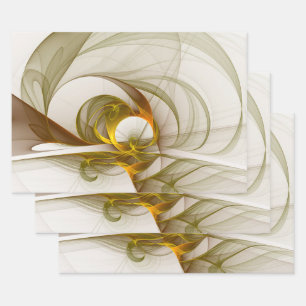 Modernes Fraktal mit Abstrakten Wertvollen Metallf Geschenkpapier Set