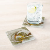 Modernes Fraktal mit Abstrakten Wertvollen Metallf Glasuntersetzer (Schrägansicht)