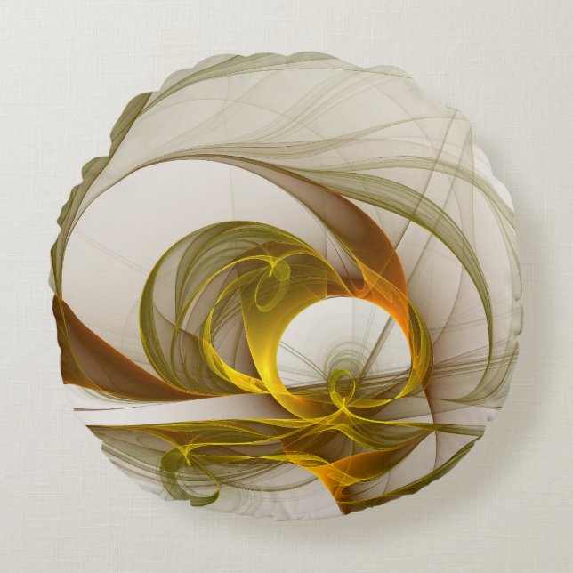 Modernes Fraktal mit Abstrakten Wertvollen Metallf Rundes Kissen (Vorderseite)