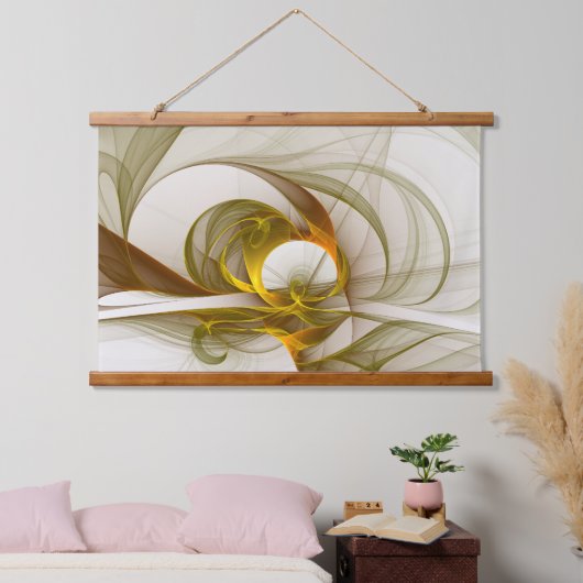 Modernes Fraktal mit Abstrakten Wertvollen Metallf Wandteppich Mit Holzrahmen (Schlafzimmer)