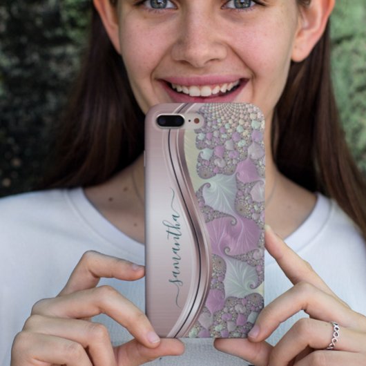 Modernes Fraktal Rose Gold Handgeschriebener Name Case-Mate iPhone Hülle