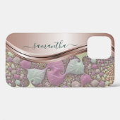Modernes Fraktal Rose Gold Handgeschriebener Name Case-Mate iPhone Hülle (Rückseite (Horizontal))