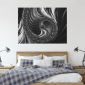 Modernes Fraktal Schwarz-weiß Metal Nautilus Swirl Leinwanddruck (Insitu (Schlafzimmer))