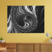 Modernes Fraktal Schwarz-weiß Metal Nautilus Swirl Leinwanddruck (Insitu (Wohnzimmer))