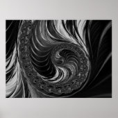Modernes Fraktal Schwarz-weiß Metal Nautilus Swirl Poster (Vorne)