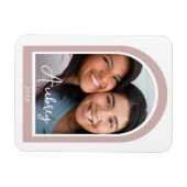 Modernes Frame Arch Foto mit Hübschem Script Rosa Magnet (Horizontal)